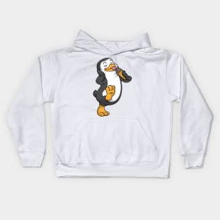 Penguin with an ice cream cone Kids Hoodie